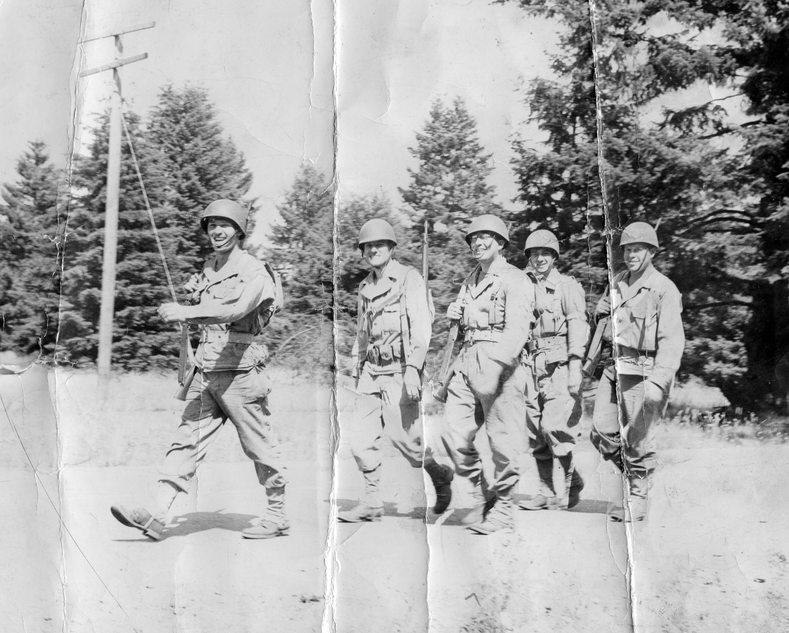 Summer 1944 at Fort Lewis - Johnny leads the way!